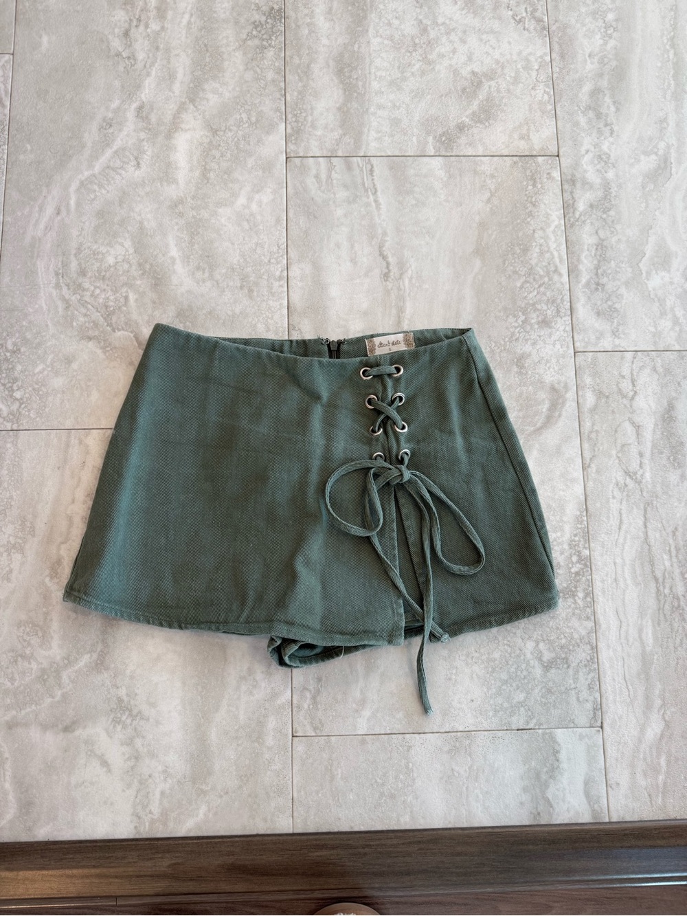 Altar'd State Olive Green Lace-Up Mini Skort